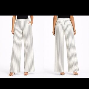 Zara Wide Leg Cream Pinstripe Pants
